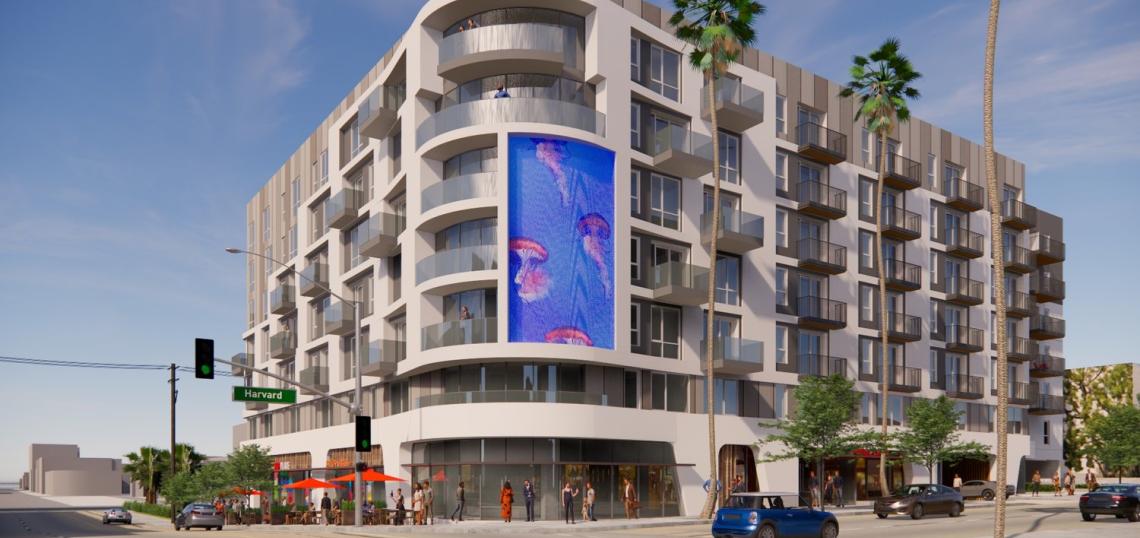 Mixed-use development topped out at 549 S. Harvard Blvd. in